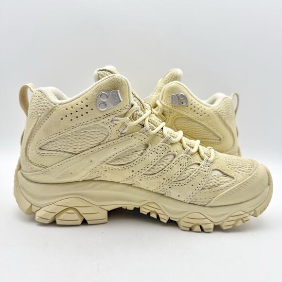 Merrell Womens Moab 3 Mid Hiking Boots US 7.5 M EU 38 Tan Yellow Waterproof NWOB - Picture 4 of 13